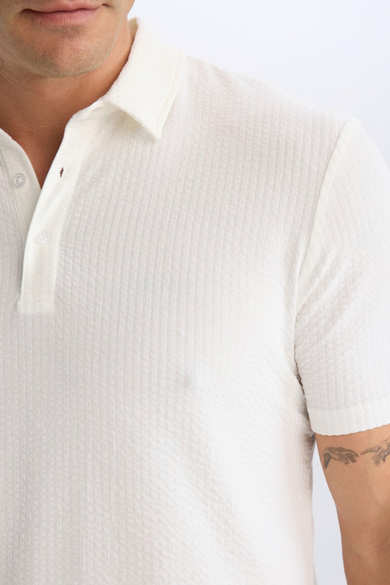 DeFacto White Man Slim Fit Short Sleeve Polo T-Shirt Casual - Image 5